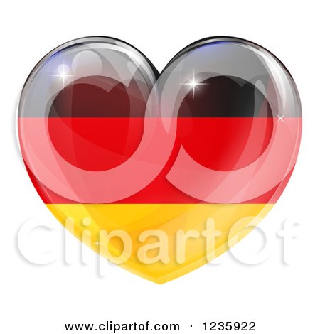 Clipart of a 3d Reflective German Flag Heart - Royalty Free Vector Illustration by AtStockIllustration