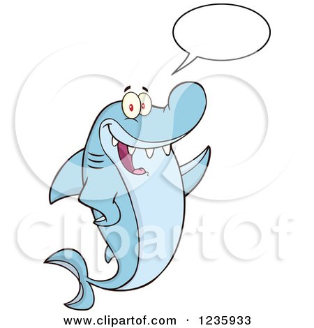 Clipart of a Talking Shark Character Waving - Royalty Free Vector Illustration by Hit Toon