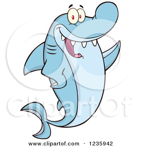 Clipart of a Shark Character Waving - Royalty Free Vector Illustration by Hit Toon