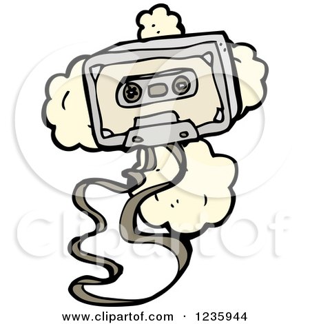 Clipart of a Broken Cassette with Dust - Royalty Free Vector Illustration by lineartestpilot