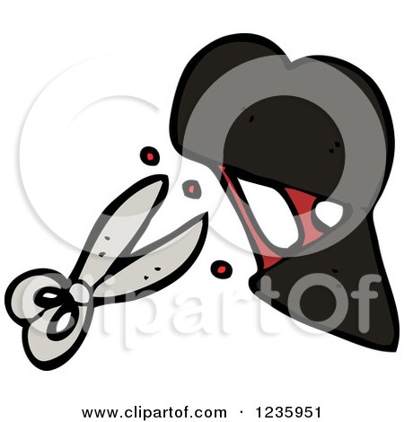 Clipart of a Bleeding Cut Heart and Scissors - Royalty Free Vector Illustration by lineartestpilot