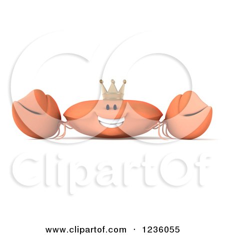 Clipart of a 3d Smiling King Crab 3 - Royalty Free Illustration by Julos