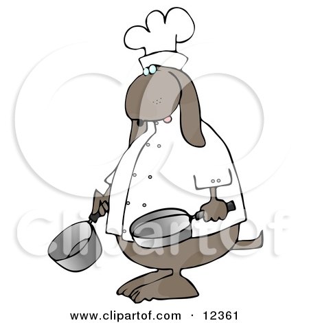 Dog Chef Cooking With Pans Clip Art Illustration by djart