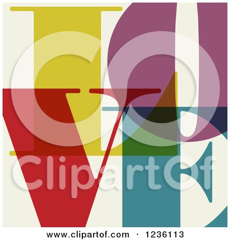 Clipart of Colorful Letters Spelling LOVE on Beige - Royalty Free Vector Illustration by Eugene