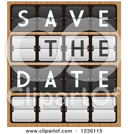 Clipart of a Save the Date Flipper Score Board - Royalty Free Vector Illustration by Eugene