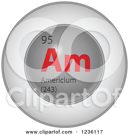 Clipart of a Round Red and Silver Americium Chemical Element Icon - Royalty Free Vector Illustration by Andrei Marincas