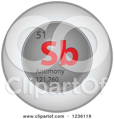 Clipart of a 3d Round Red and Silver Antimony Chemical Element Icon - Royalty Free Vector Illustration by Andrei Marincas