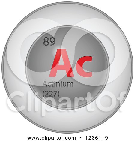 Clipart of a 3d Round Red and Silver Actinium Chemical Element Icon - Royalty Free Vector Illustration by Andrei Marincas