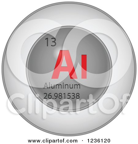 Clipart of a 3d Round Red and Silver Aluminum Chemical Element Icon - Royalty Free Vector Illustration by Andrei Marincas