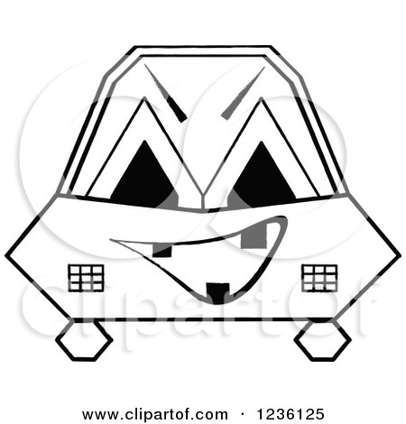 Clipart of a Black and White Tough Car - Royalty Free Vector Illustration by Andrei Marincas