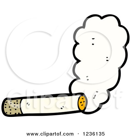 Clipart of a Smoking Cigarette - Royalty Free Vector Illustration by lineartestpilot