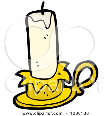 Clipart of a Candle in a Holder - Royalty Free Vector Illustration by lineartestpilot