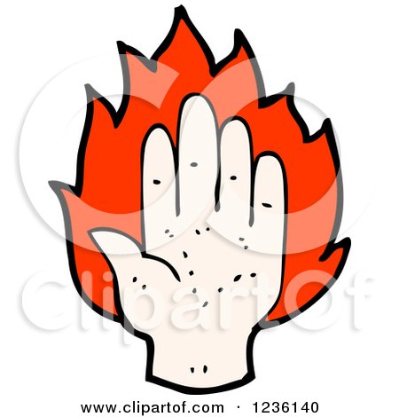 Clipart of a Hand and Flames - Royalty Free Vector Illustration by lineartestpilot