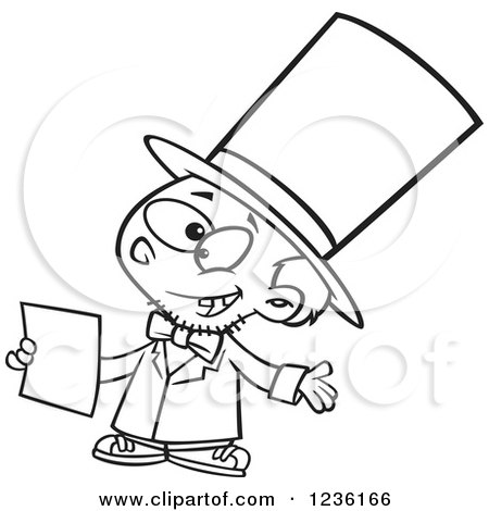 Clipart of a Black and White Boy Role Playing As Abraham Lincoln - Royalty Free Vector Illustration by toonaday