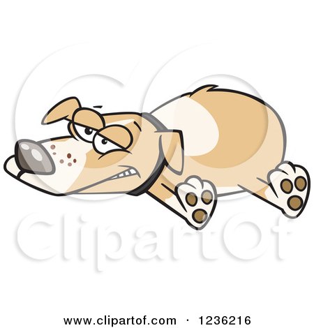 Clipart of an Exhausted Happy Dog Sprawled out - Royalty Free Vector Illustration by toonaday
