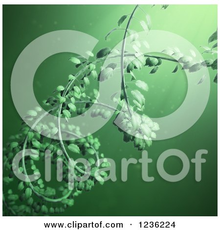 Clipart of a 3d DNA Double Helix Vine over Green 2 - Royalty Free CGI Illustration by Mopic