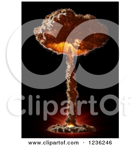Clipart of a Nuclear Bomb Mushroom Cloud 2 - Royalty Free CGI Illustration by Mopic