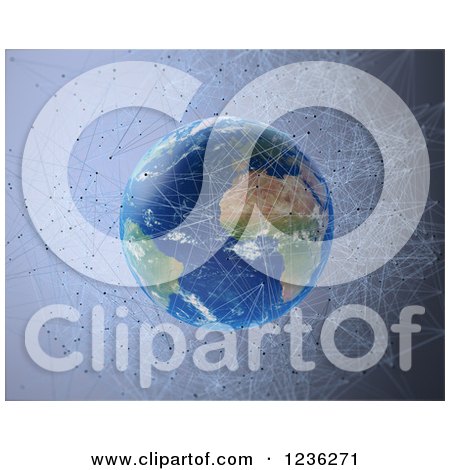 Clipart of a 3d Network Around Earth - Royalty Free CGI Illustration by Mopic