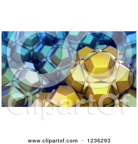 Clipart of 3d Abstract Shapes in Gold and Blue - Royalty Free CGI Illustration by Mopic