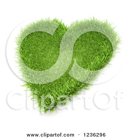 Clipart of a 3d Grassy Heart Patch - Royalty Free CGI Illustration by Mopic