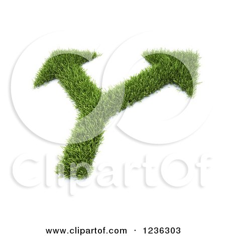 Clipart of 3d Forked Grassy Arrows - Royalty Free CGI Illustration by Mopic