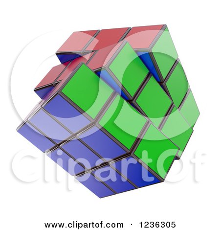Clipart of a 3d Rubiks Cube over White - Royalty Free CGI Illustration by Mopic