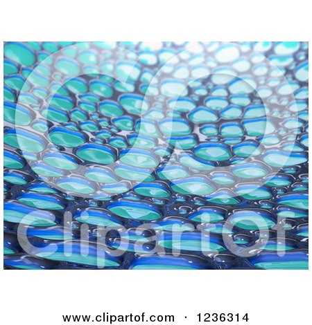 Clipart of a 3d Abstract Background of Blue and Green Droplets - Royalty Free CGI Illustration by Mopic