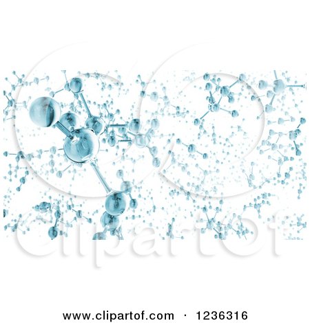Clipart of 3d Blue Molecules on White - Royalty Free CGI Illustration by Mopic