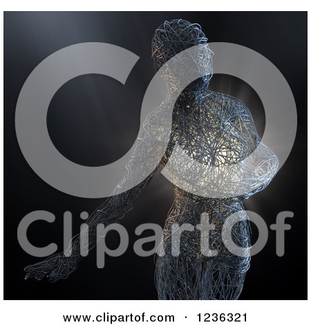 Clipart of a 3d Glowing Female Sculpture Made of Threads - Royalty Free CGI Illustration by Mopic