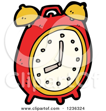 Clipart of a Red Alarm Clock - Royalty Free Vector Illustration by lineartestpilot