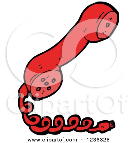 Clipart of a Red Telephone Receiver - Royalty Free Vector Illustration by lineartestpilot