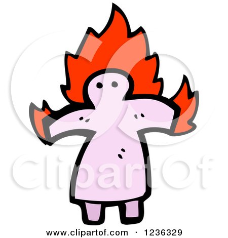Clipart of a Burning Pink Voodoo Doll - Royalty Free Vector Illustration by lineartestpilot