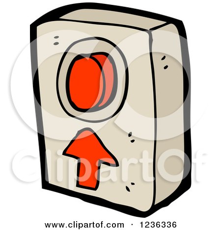 Clipart of a Red Push Button and Arrow - Royalty Free Vector Illustration by lineartestpilot