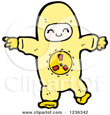 Clipart of a Happy Person in a Hazmat Suit - Royalty Free Vector Illustration by lineartestpilot