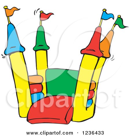 Clipart of a Colorful Jumping Castle Bouncy House - Royalty Free Vector Illustration by Dennis Holmes Designs