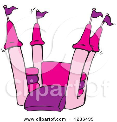 Clipart of a Pink and Purple Jumping Castle Bouncy House - Royalty Free Vector Illustration by Dennis Holmes Designs