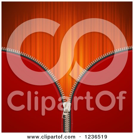 Clipart of a Red Zipper Background over Lights - Royalty Free Vector Illustration by merlinul