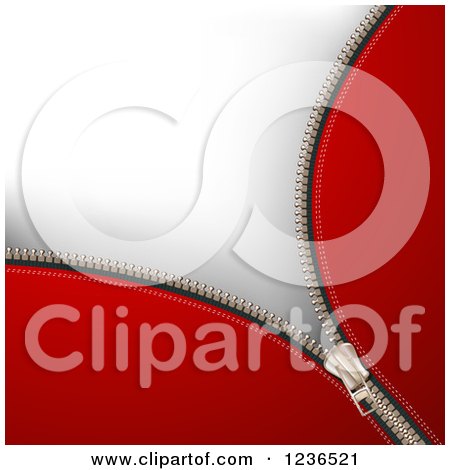 Clipart of a Zipper Background of Red over White - Royalty Free Vector Illustration by merlinul