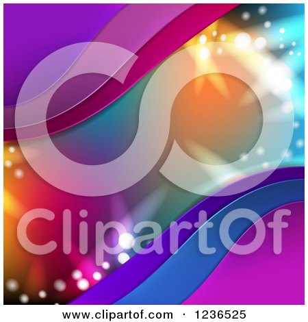 Clipart of a Colorful Lights and Waves Background - Royalty Free Vector Illustration by merlinul
