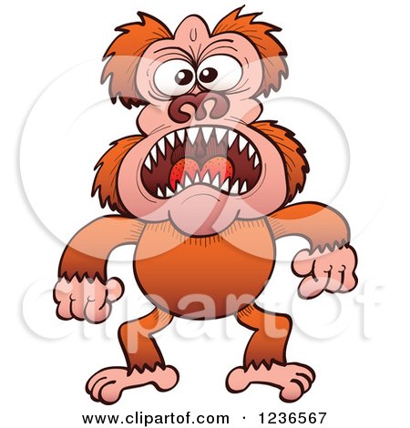 Clipart of a Mad Screaming Ape - Royalty Free Vector Illustration by Zooco