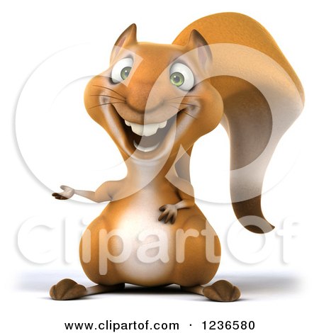 Clipart of a 3d Squirrel Presenting - Royalty Free Illustration by Julos