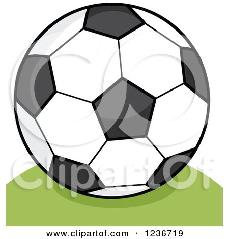 Clipart of a Cartoon Soccer Ball on a Hill - Royalty Free Vector Illustration by Hit Toon