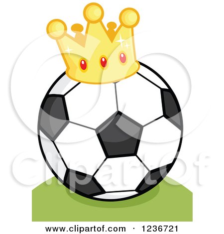 Clipart of a Cartoon Soccer Ball with a Crown - Royalty Free Vector Illustration by Hit Toon