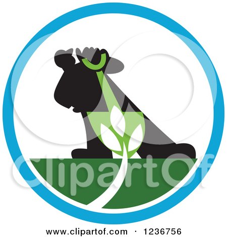 Clipart of a Silhouetted Landscaper with a Shovel and Plant in a Circle - Royalty Free Vector Illustration by patrimonio