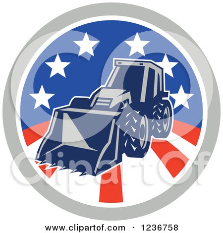 Clipart of a Bobcat Digger Machine in an American Circle - Royalty Free Vector Illustration by patrimonio