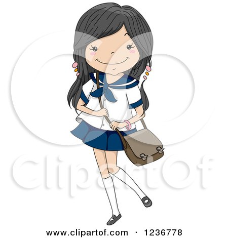 Clipart of a Japanese Girl in a Sailor Uniform - Royalty Free Vector Illustration by BNP Design Studio