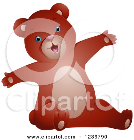 Clipart of a Cute Bear Stretching with Open Arms - Royalty Free Vector Illustration by BNP Design Studio