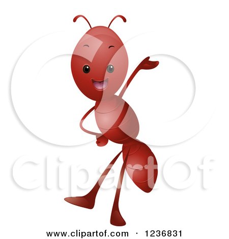 Clipart of a Cute Ant Presenting or Waving - Royalty Free Vector Illustration by BNP Design Studio