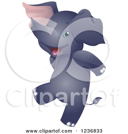 Clipart of a Cute Elephant Dancing Upright - Royalty Free Vector Illustration by BNP Design Studio