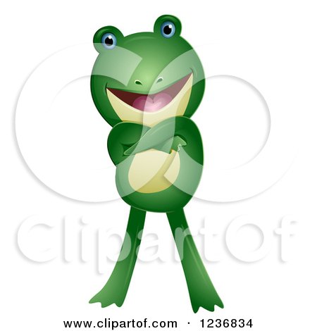Clipart of a Cute Frog with Folded Arms - Royalty Free Vector Illustration by BNP Design Studio